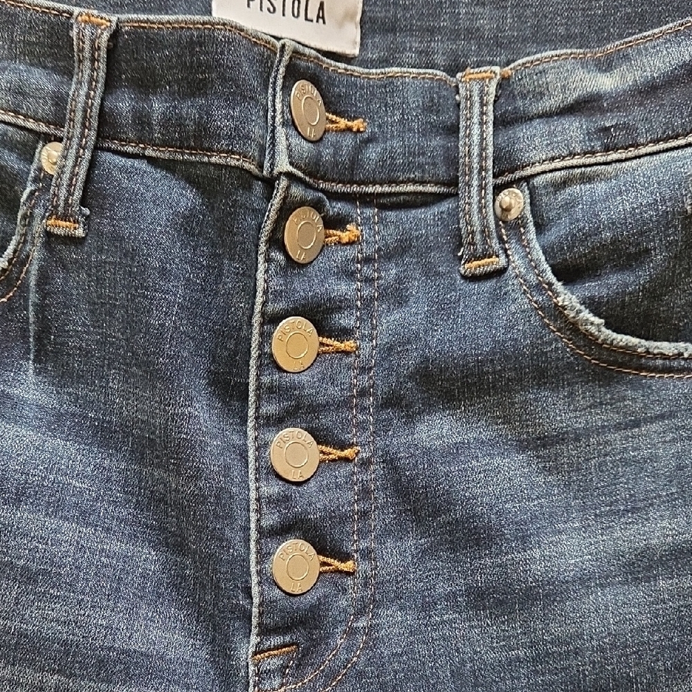 Pistola 'Aline' High Rise Dark Wash Skinny Ankle Jeans w/ Button Fly - Size 28 - Picture 8 of 11